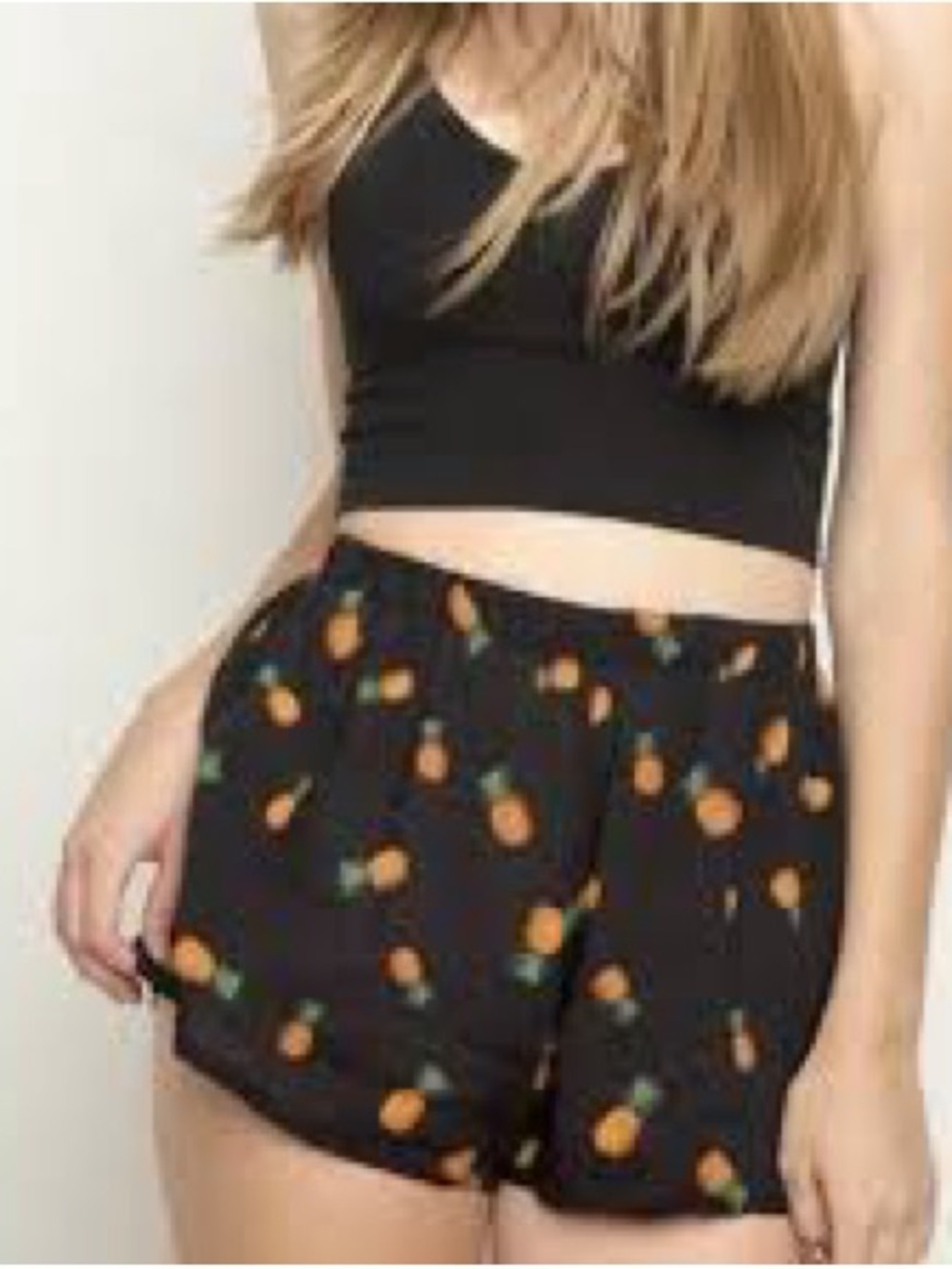 Brandy Melville Black Pineapple-Print Athletic Shorts Size Small
